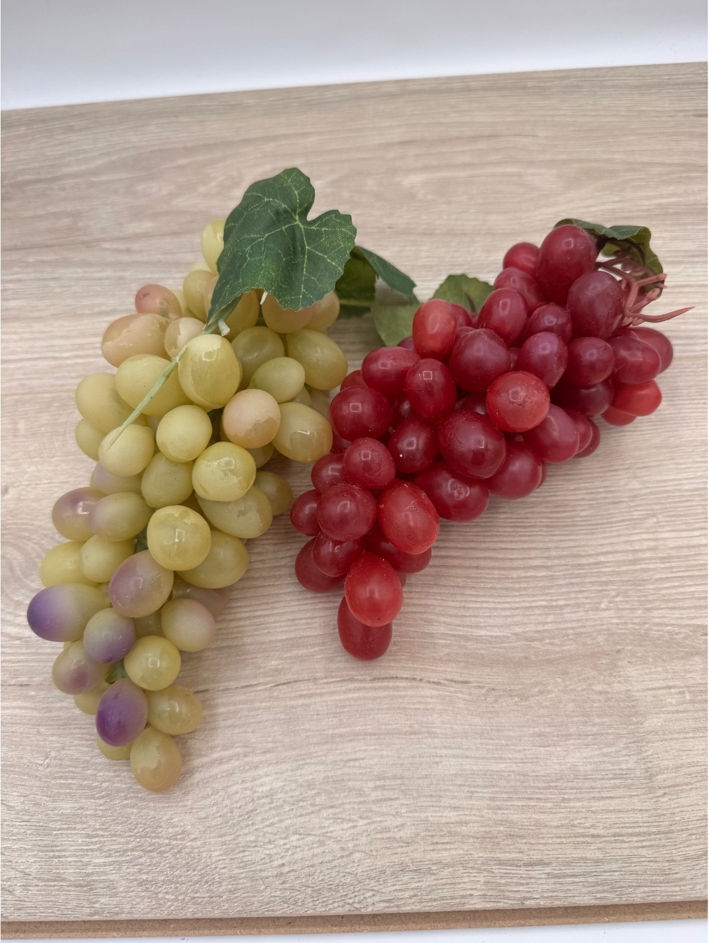 Set of 2 Large Faux Grape Clusters Red Green Rubber Fruit Decor